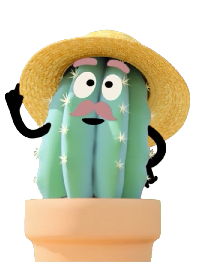 Josh Smith as Cactus Character in Dooro Bear Animated Shorts Josh Smith voices a talking cactus character in Dooro Bear animated shorts, featuring a playful expression and vibrant animation style.
